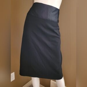 Chic Black Pencil Skirt With Large Silk Band And Bow